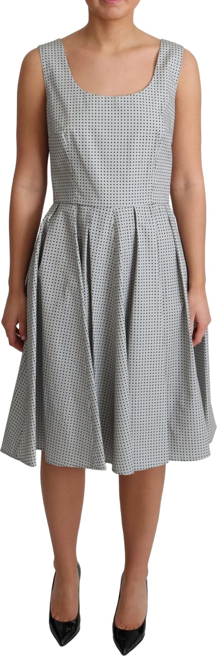 Dolce & Gabbana Gray Polka Dotted Cotton A-Line Dress Grijs