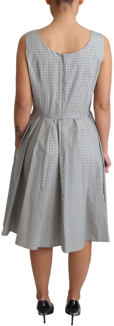Dolce & Gabbana Gray Polka Dotted Cotton A-Line Dress Grijs