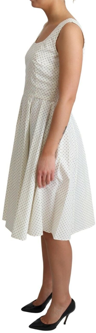 Dolce & Gabbana White Polka Dotted Cotton A-Line Dress Wit