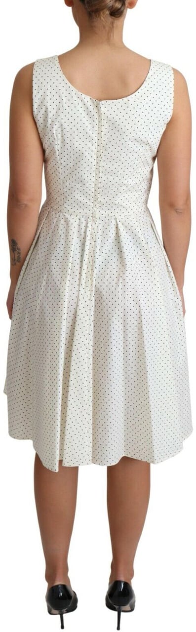 Dolce & Gabbana White Polka Dotted Cotton A-Line Dress Wit