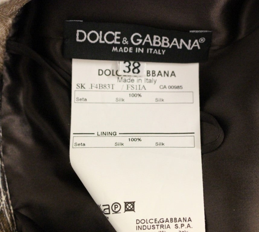 Dolce & Gabbana Brown Floral Silk Straight Full Skirt Bruin