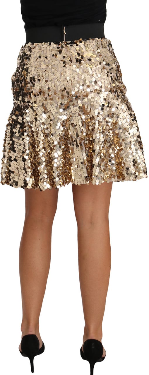 Dolce & Gabbana Gold A-line Sequin Mini Skirt Goud