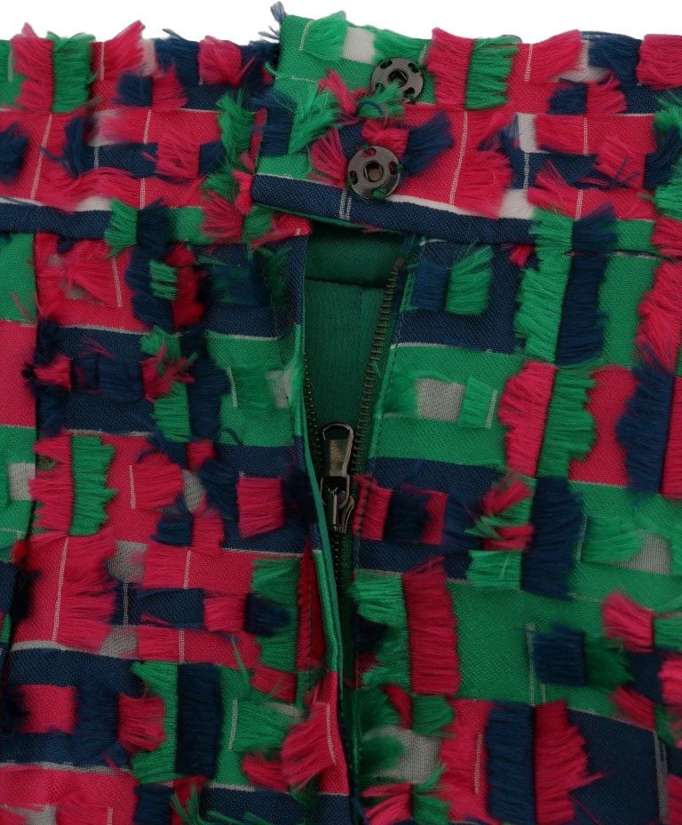 Dolce & Gabbana Pink Green Jacquard Pencil Skirt Groen