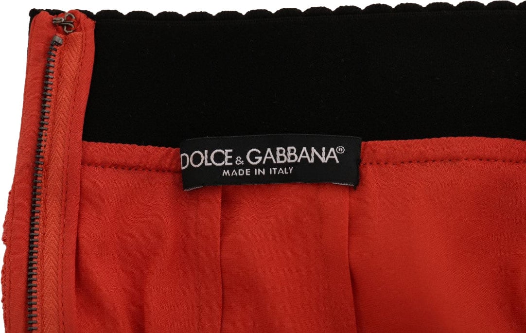 Dolce & Gabbana Orange Macramé Lace Pencil Skirt Oranje