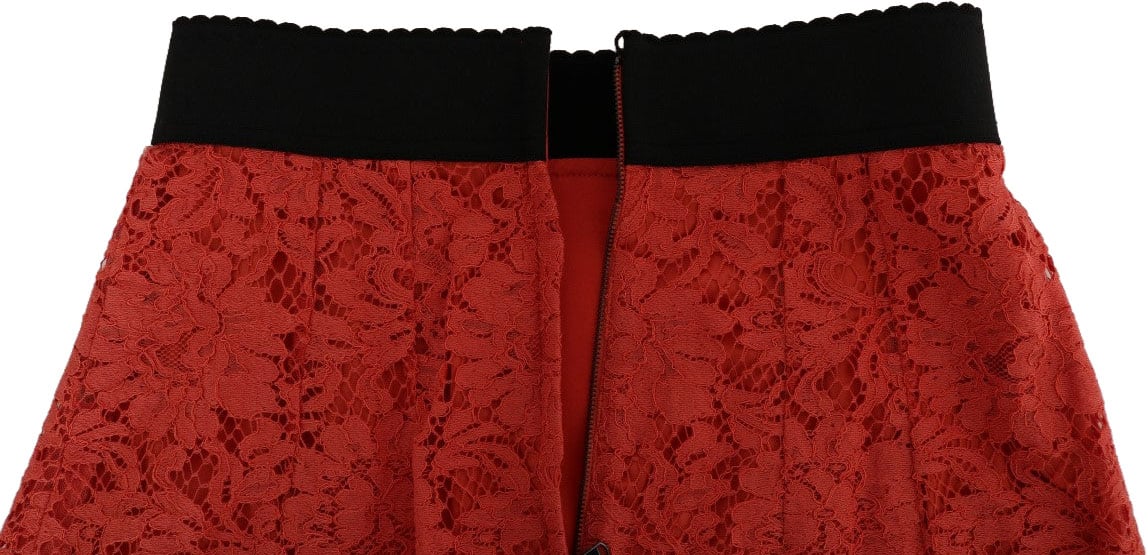 Dolce & Gabbana Orange Macramé Lace Pencil Skirt Oranje