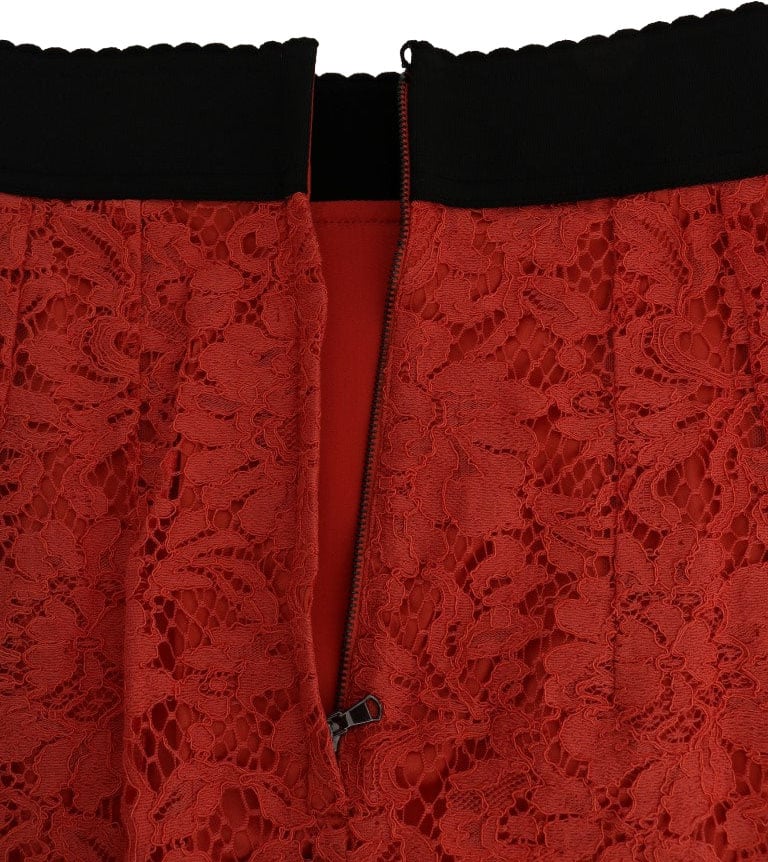Dolce & Gabbana Orange Macramé Lace Pencil Skirt Oranje
