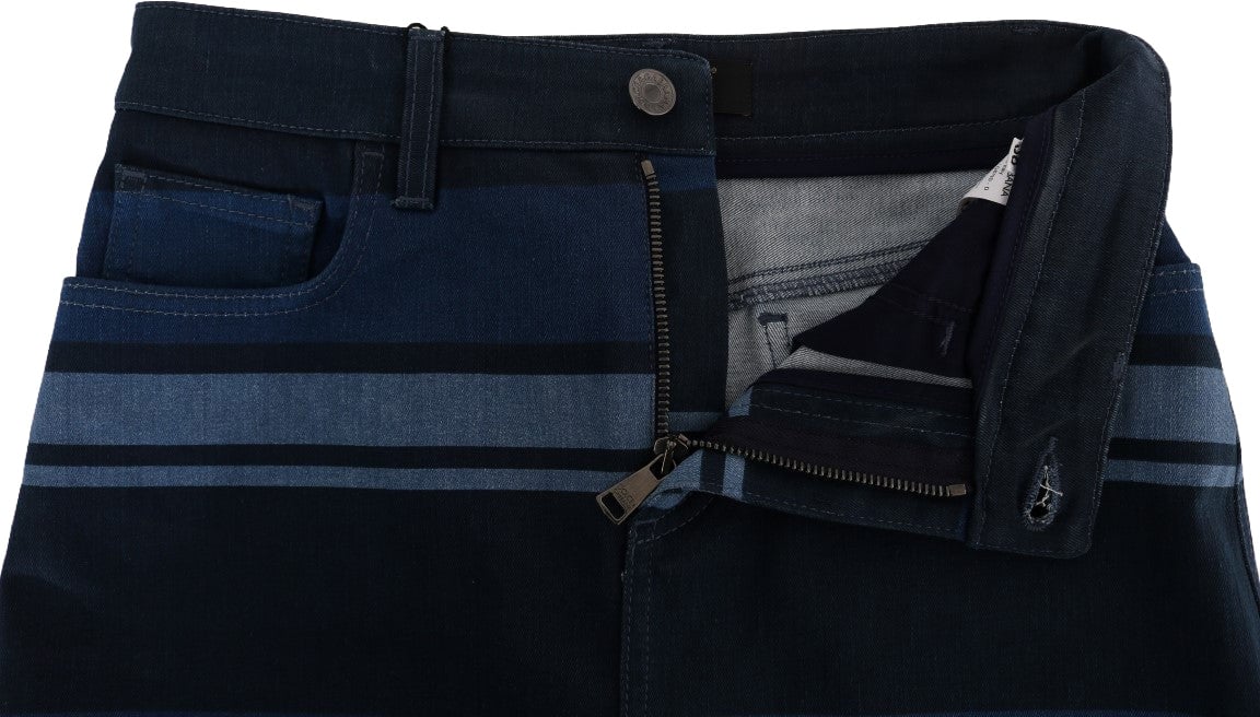 Dolce & Gabbana Blue Short striped Mini Denim Skirt Blauw