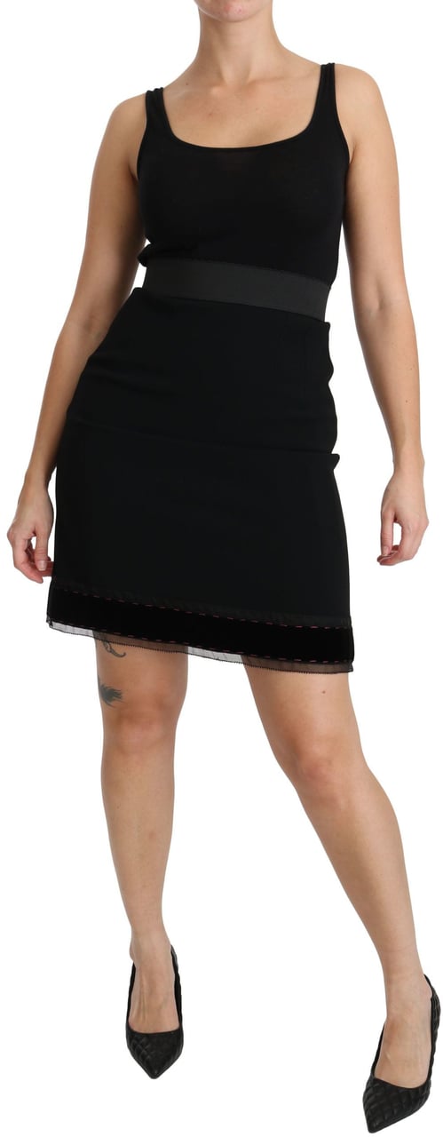 Dolce & Gabbana Black A-line High Waist Mini Viscose Skirt Zwart