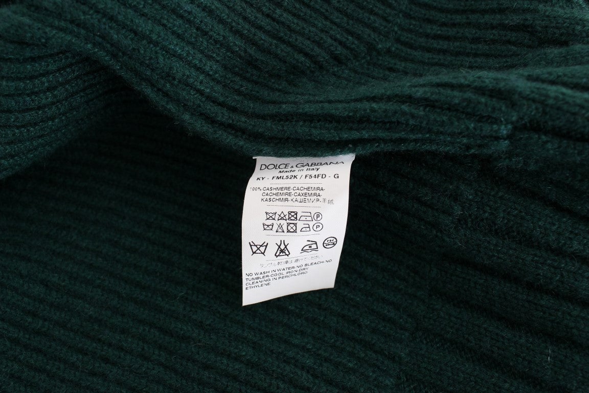 Dolce & Gabbana Green Knitted Cashmere Cardigan Groen
