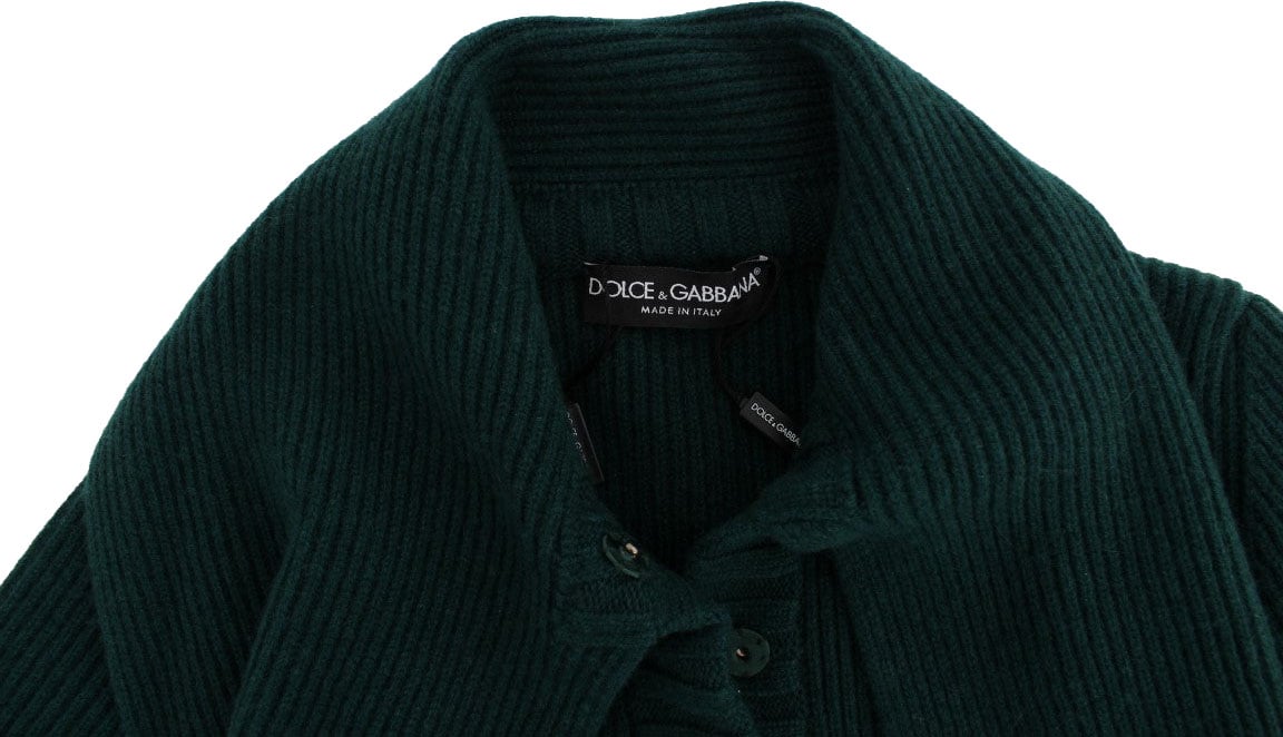 Dolce & Gabbana Green Knitted Cashmere Cardigan Groen