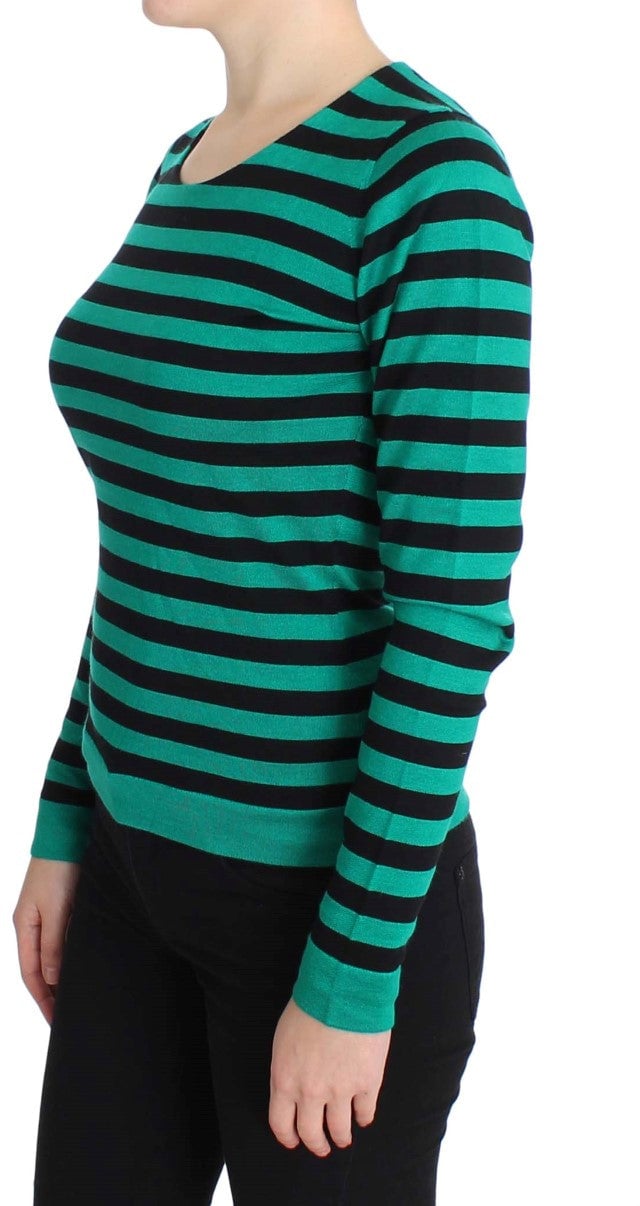 Dolce & Gabbana Green Black Silk Cashmere Sweater Beige