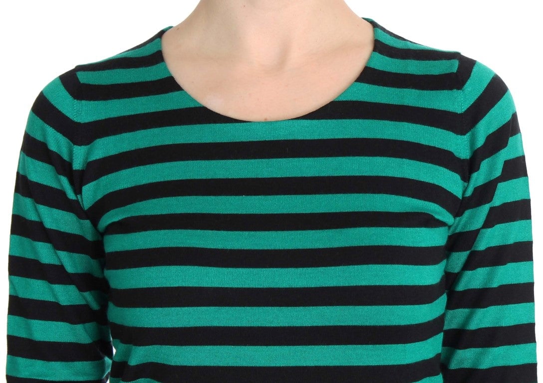 Dolce & Gabbana Green Black Silk Cashmere Sweater Beige