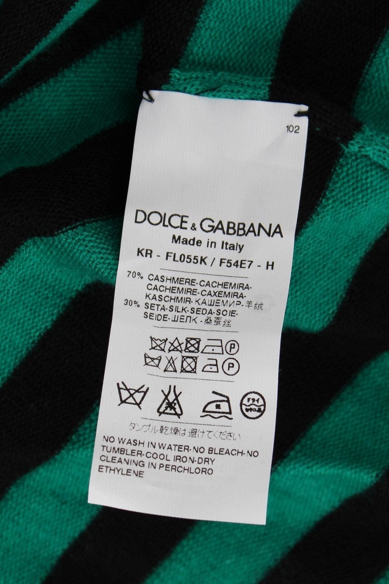 Dolce & Gabbana Green Black Silk Cashmere Sweater Beige