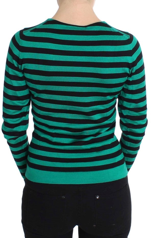 Dolce & Gabbana Green Black Silk Cashmere Sweater Beige