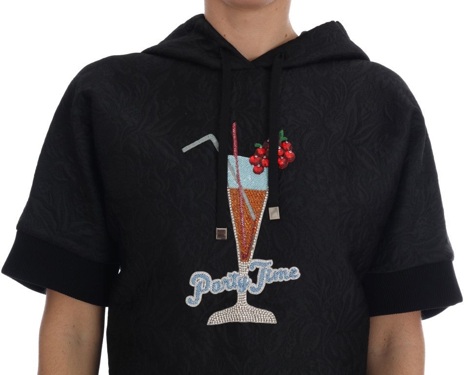 Dolce & Gabbana Black Fairy Tale Crystal Hooded Sweater Zwart