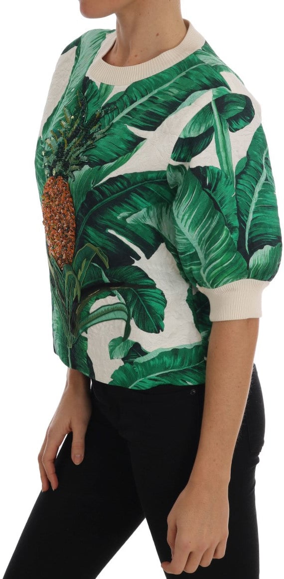 Dolce & Gabbana Pineapple Banana Sequins Crewneck Sweater Bruin