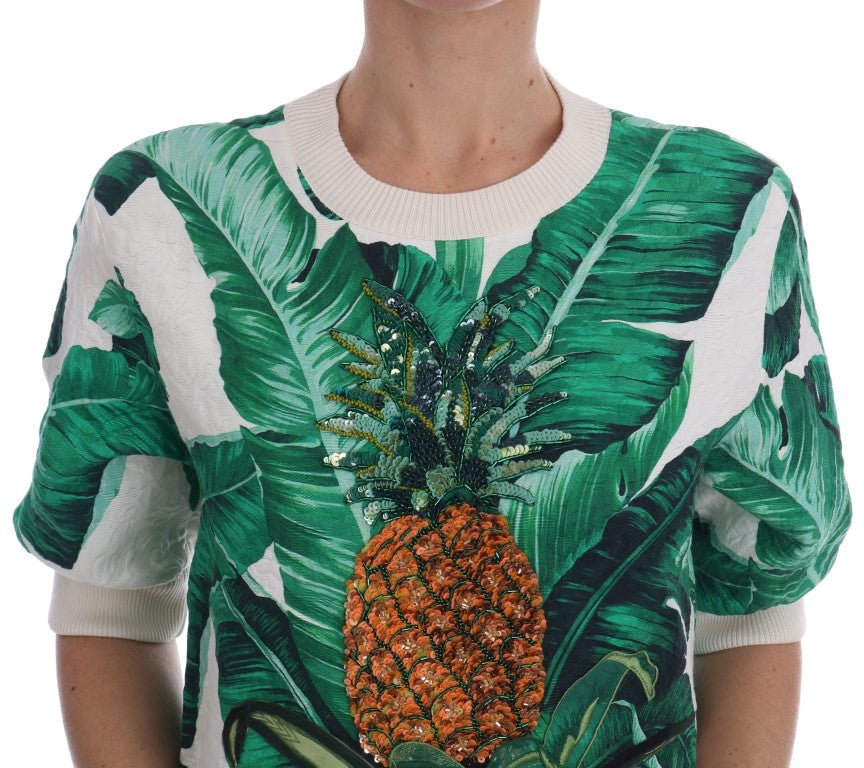 Dolce & Gabbana Pineapple Banana Sequins Crewneck Sweater Bruin