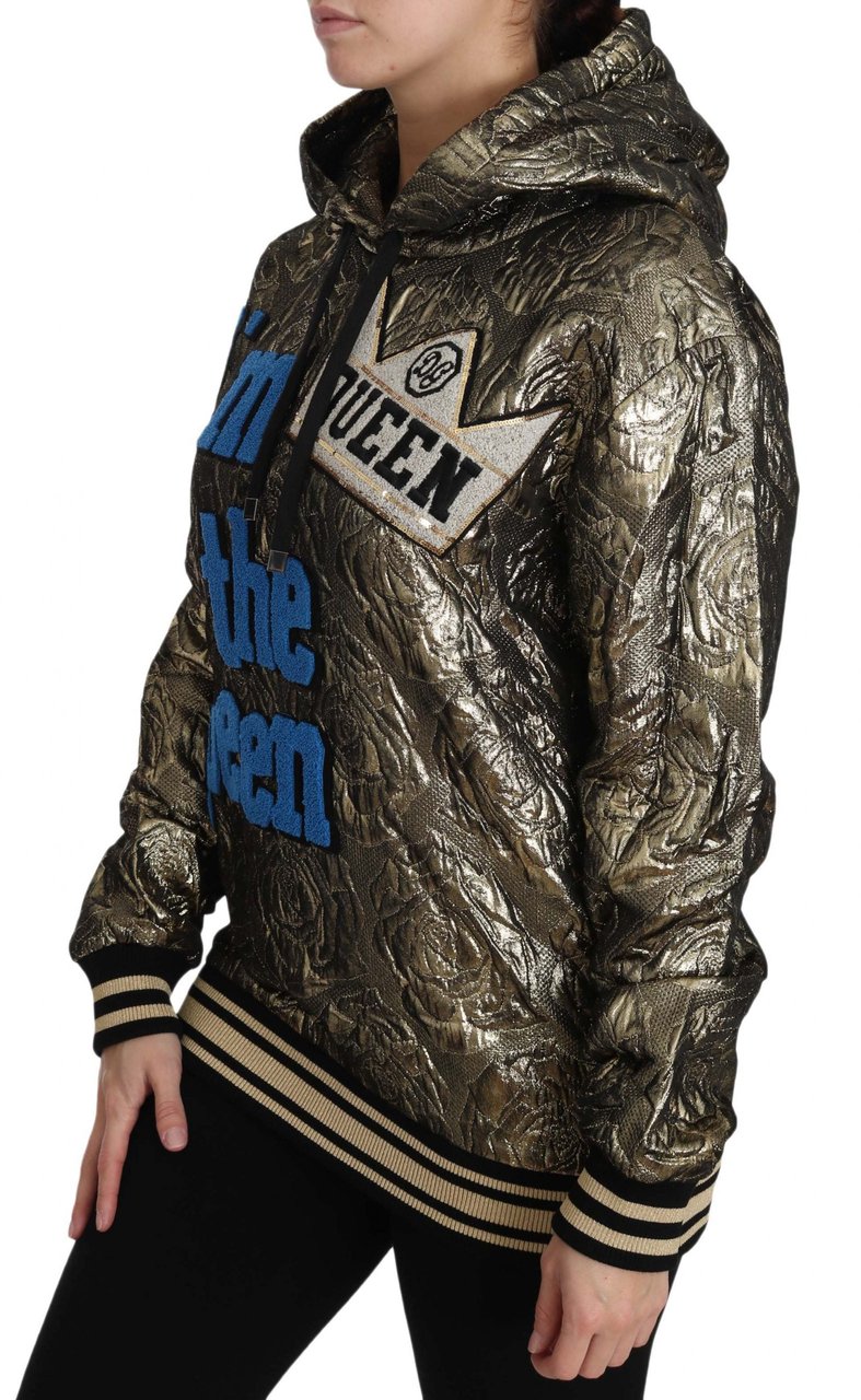 Dolce & Gabbana Im The Queen Jaquard Gold Sweatshirt Hoodie Divers