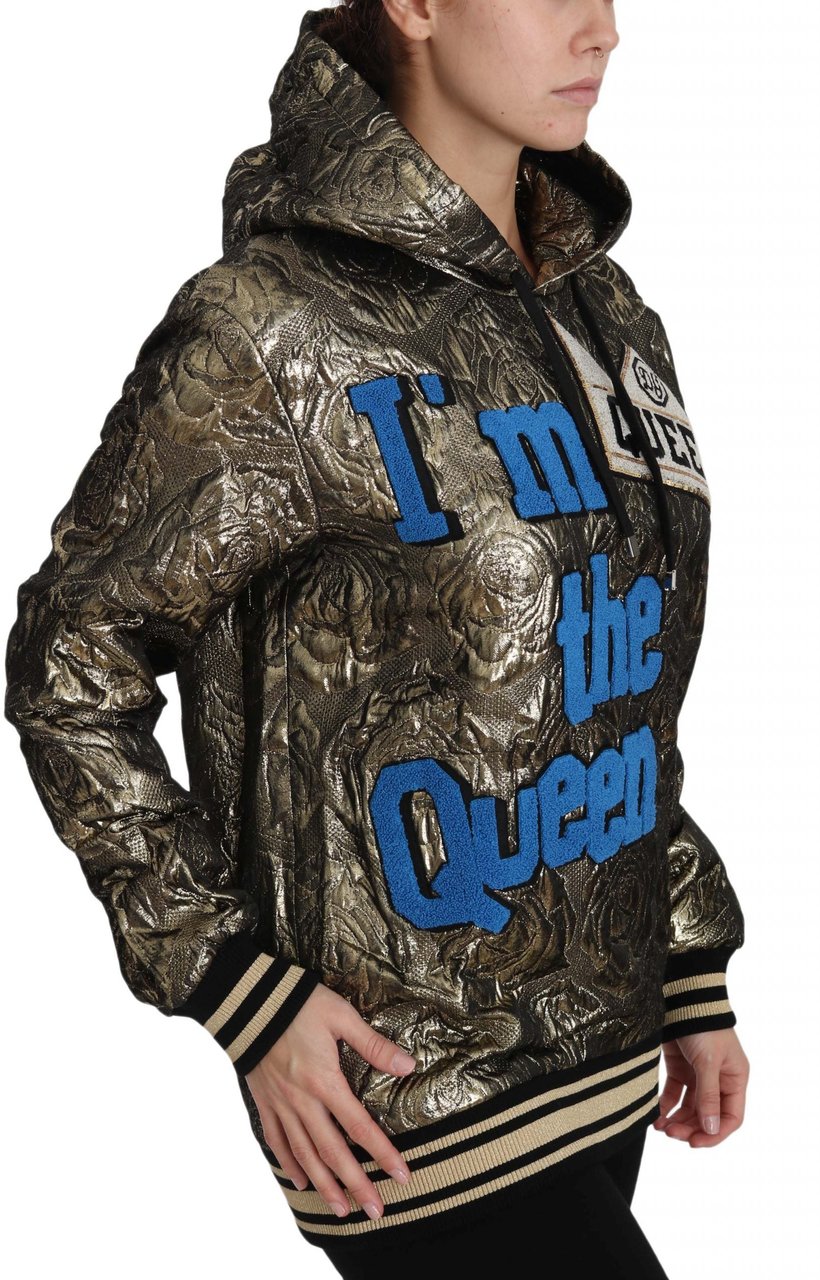 Dolce & Gabbana Im The Queen Jaquard Gold Sweatshirt Hoodie Divers