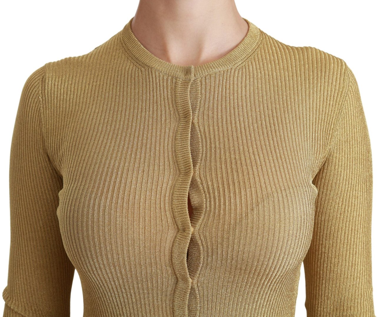 Dolce & Gabbana Gold Long Sleeve Cardigan Viscose Sweater Goud