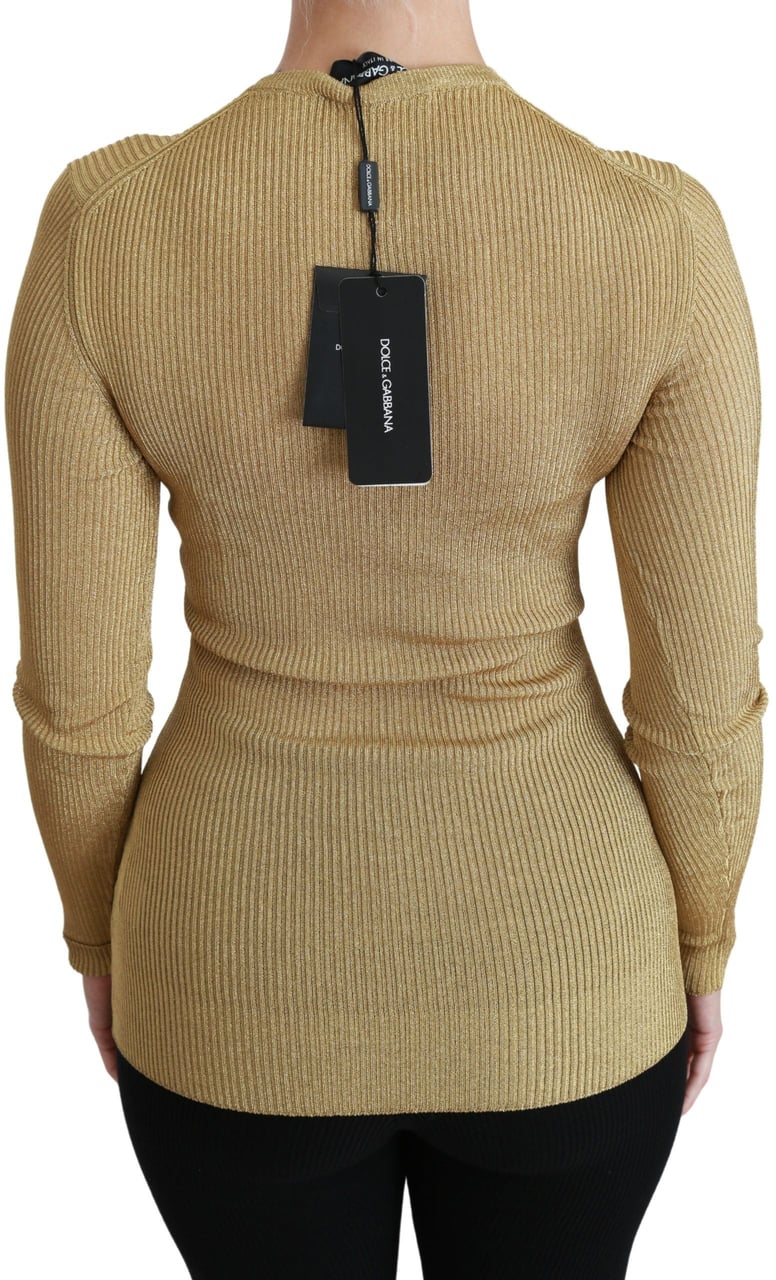 Dolce & Gabbana Gold Long Sleeve Cardigan Viscose Sweater Goud