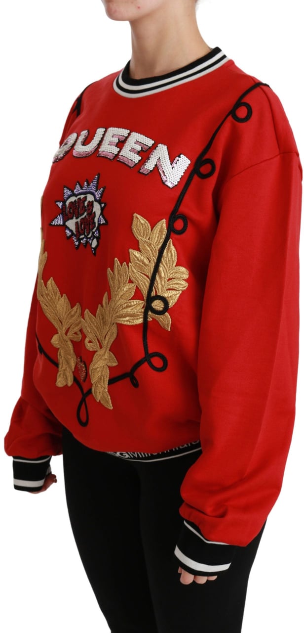 Dolce & Gabbana Red Queen Sequined Love Pullover Sweater Rood