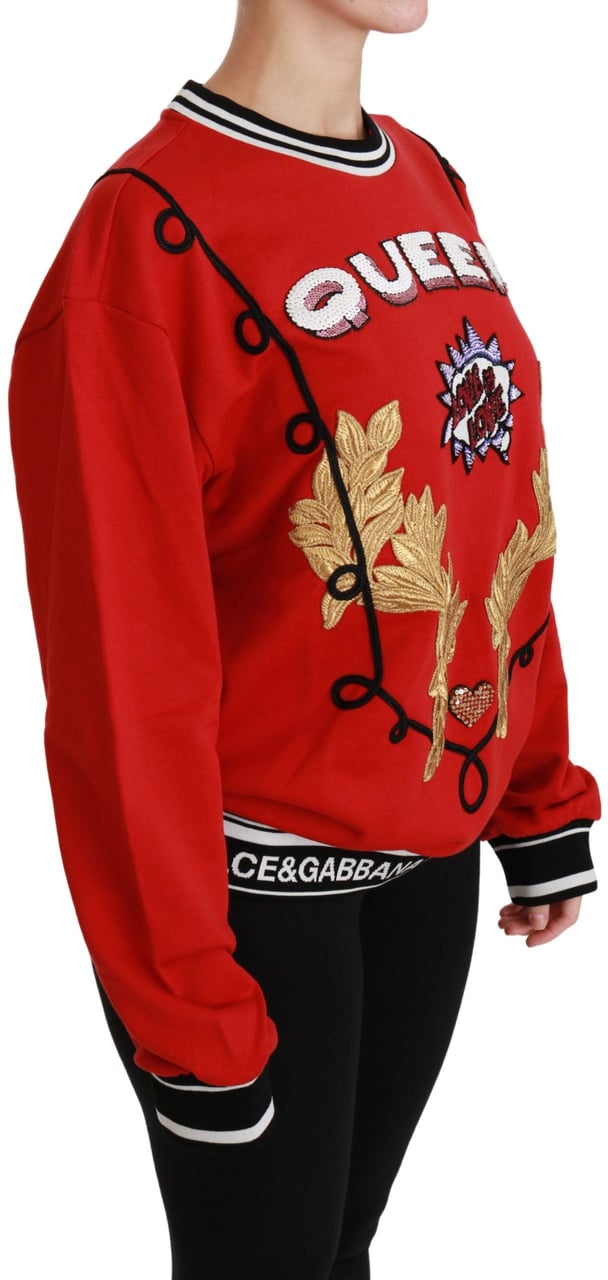 Dolce & Gabbana Red Queen Sequined Love Pullover Sweater Rood