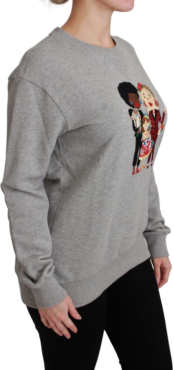 Dolce & Gabbana Gray #dgfamily Cotton Pullover Sweater Grijs