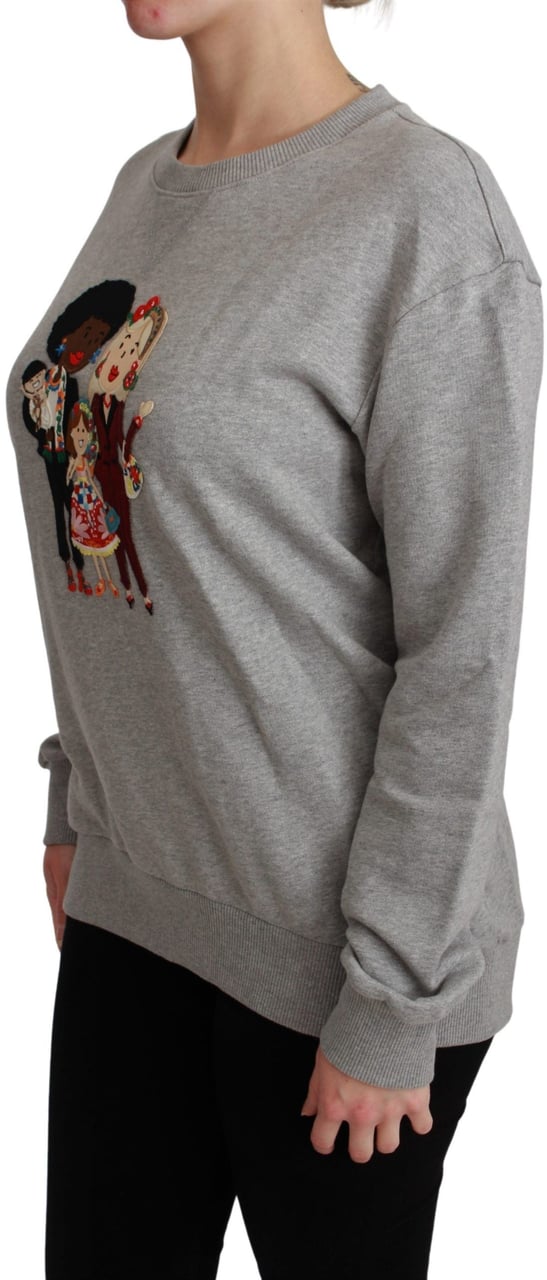 Dolce & Gabbana Gray #dgfamily Cotton Pullover Sweater Grijs
