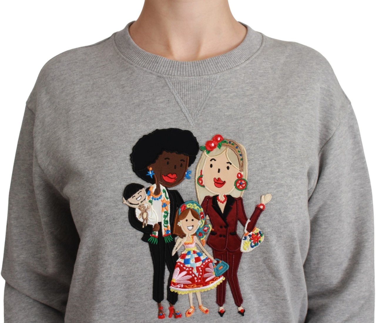 Dolce & Gabbana Gray #dgfamily Cotton Pullover Sweater Grijs