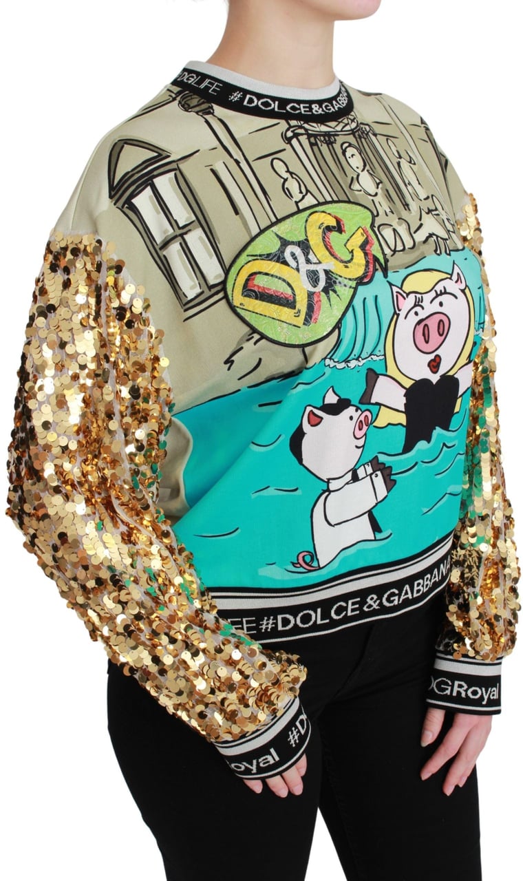 Dolce & Gabbana Year of the Pig Sequined Top Sweater Divers