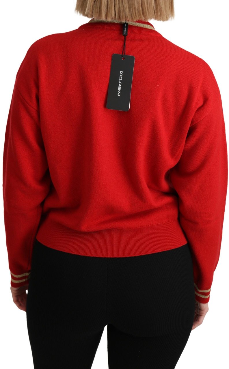 Dolce & Gabbana Red Knitted Cashmere Cartoon Top Sweater Rood