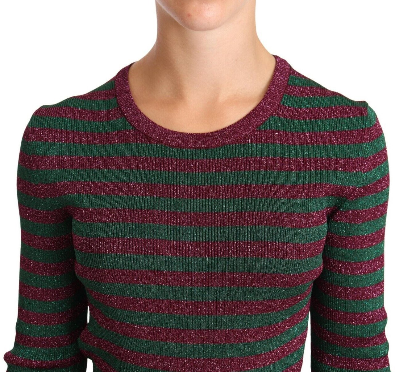 Dolce & Gabbana Multicolor Striped Crew Neck Pullover Sweater Divers