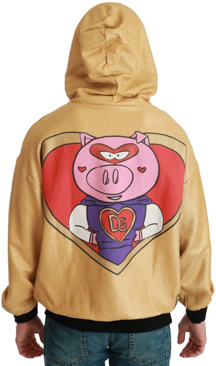Dolce & Gabbana Gold Pig of the Year Hooded Sweater Goud