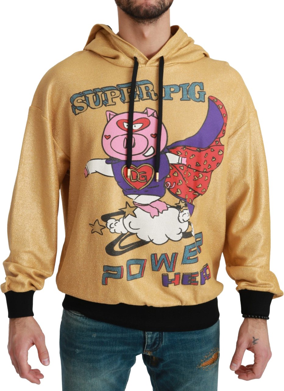 Dolce & Gabbana Gold Pig of the Year Hooded Sweater Goud