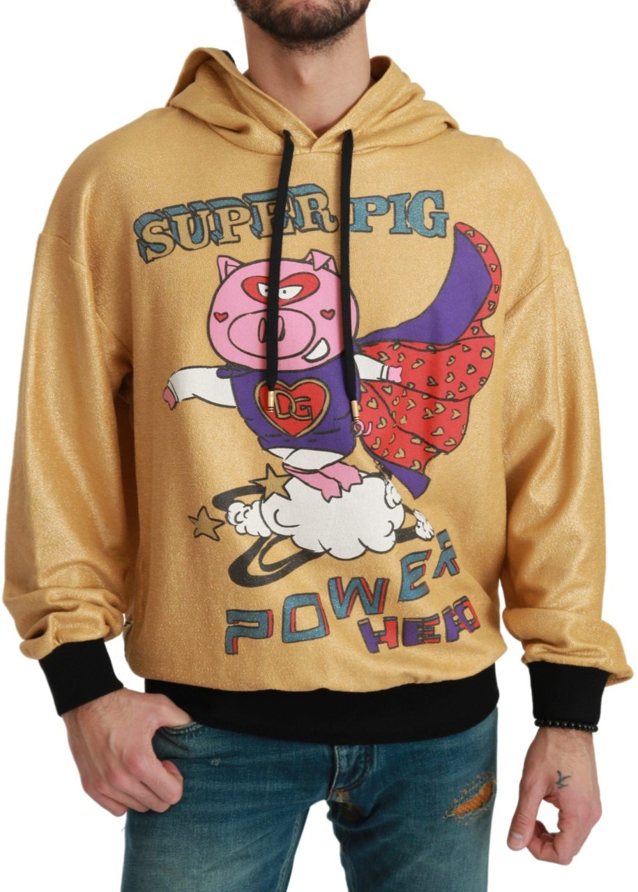 Dolce & Gabbana Gold Pig of the Year Hooded Sweater Goud