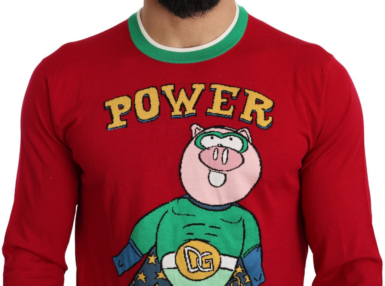 Dolce & Gabbana Red Wool Silk Pig of the Year Sweater Rood