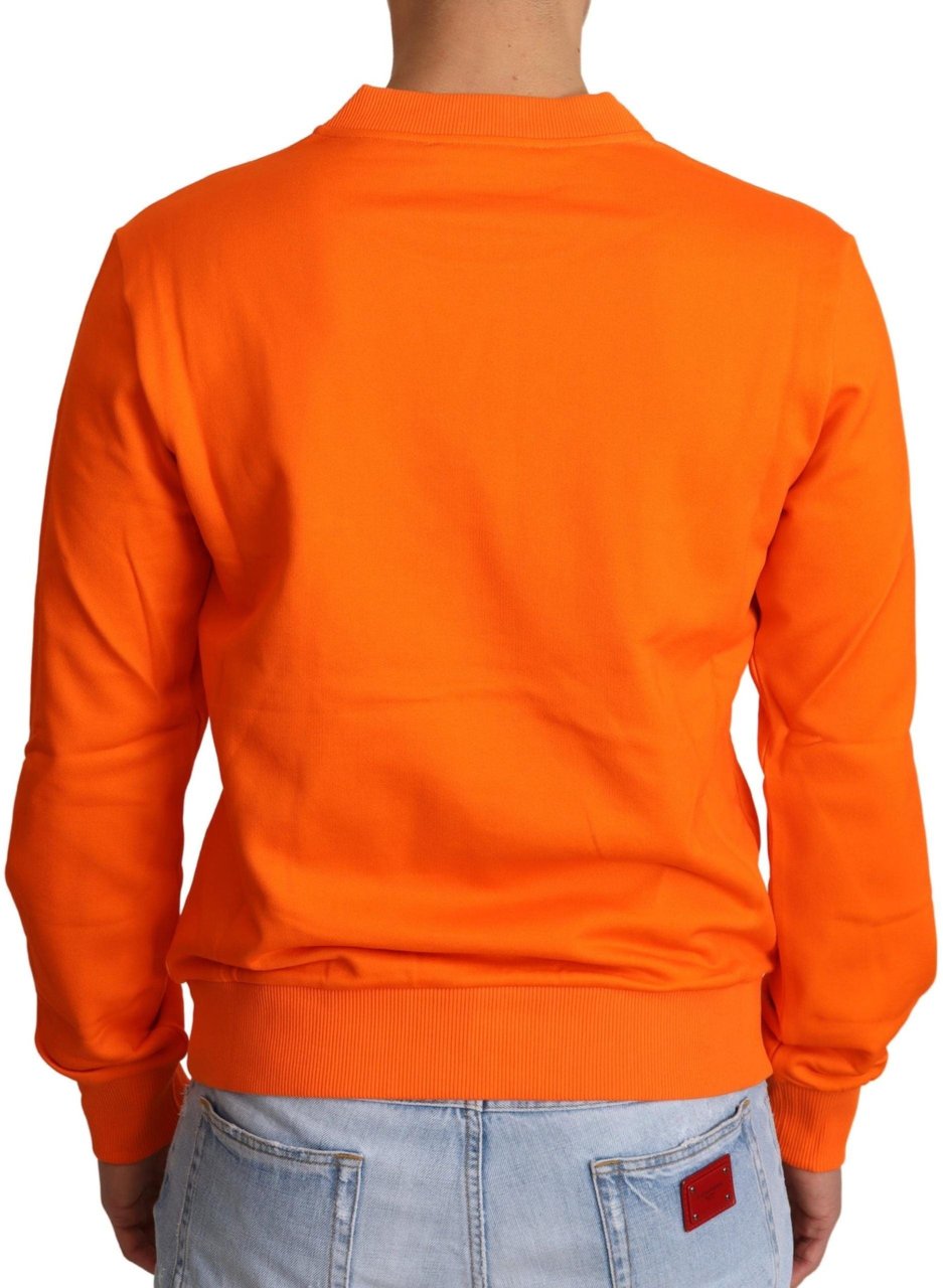 Dolce & Gabbana Orange King Ceasar Cotton Pullover Sweater Oranje