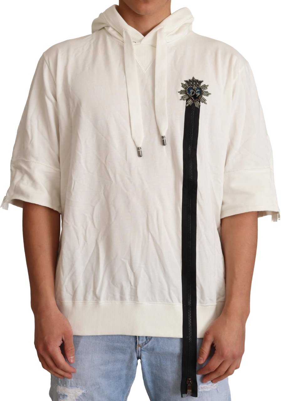 Dolce & Gabbana White Hooded Limited Edition Sweater Wit