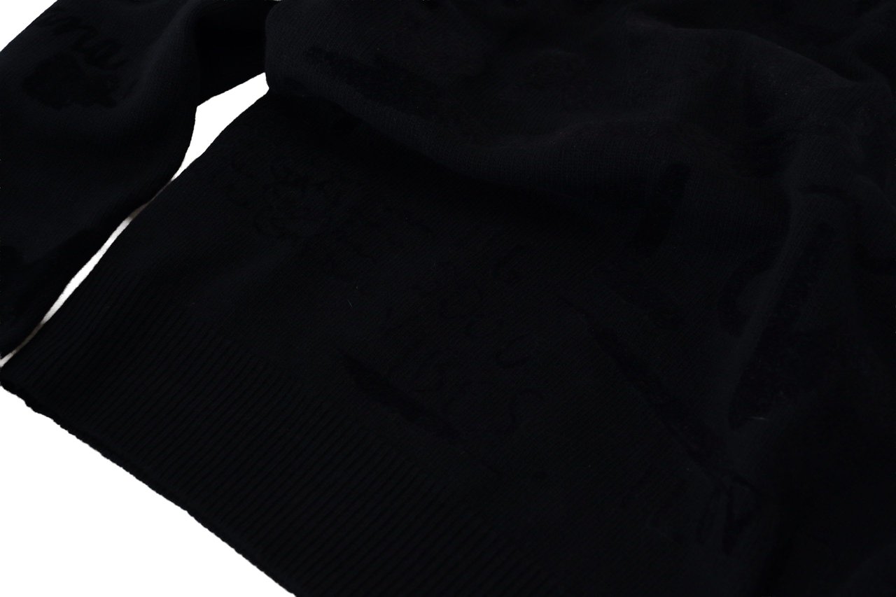 Dolce & Gabbana Black Wool Logo Pattern Crewneck Pullover Sweater Zwart
