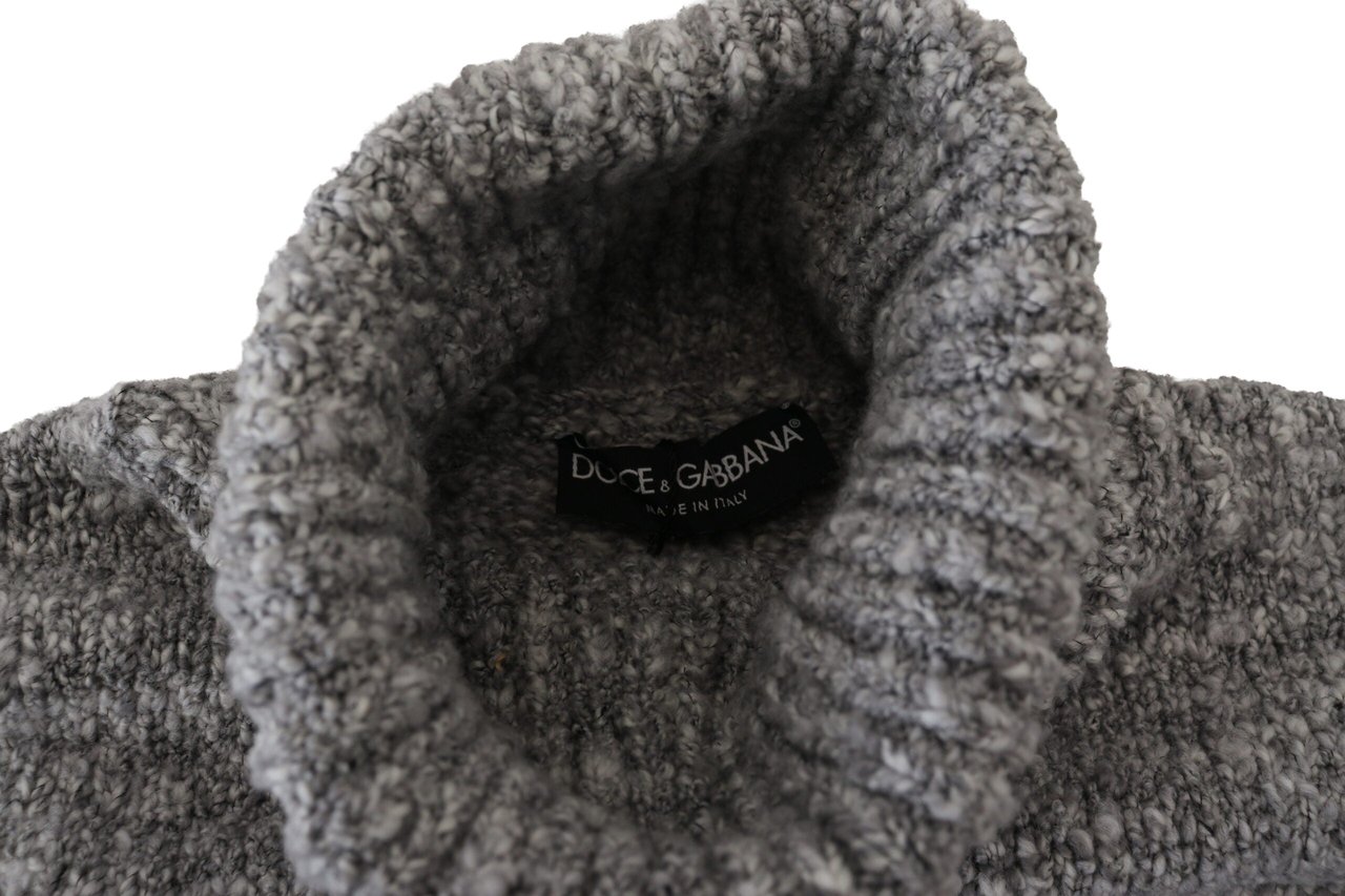 Dolce & Gabbana Gray Wool Knit Turtleneck Pullover Sweater Grijs