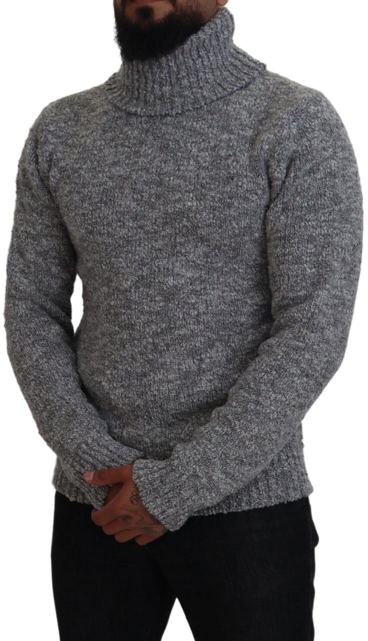 Dolce & Gabbana Gray Wool Knit Turtleneck Pullover Sweater Grijs