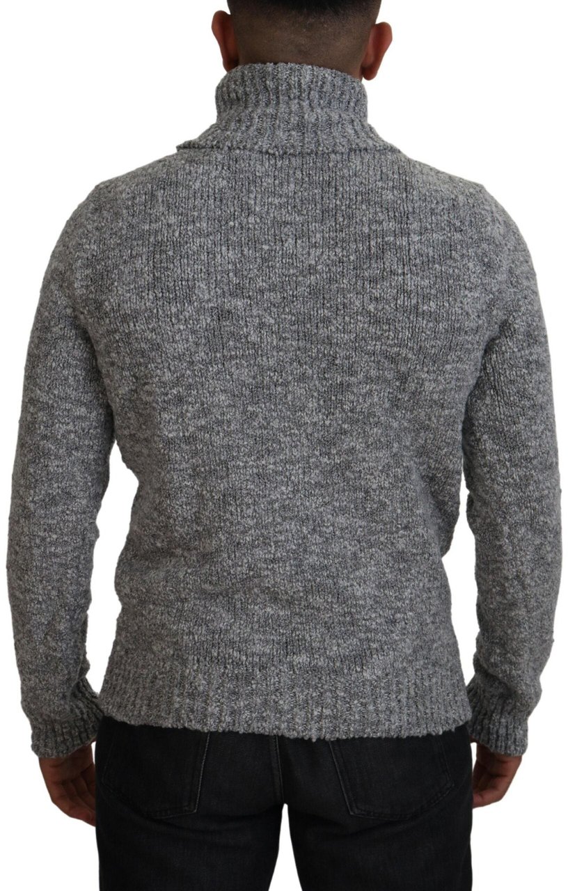 Dolce & Gabbana Gray Wool Knit Turtleneck Pullover Sweater Grijs