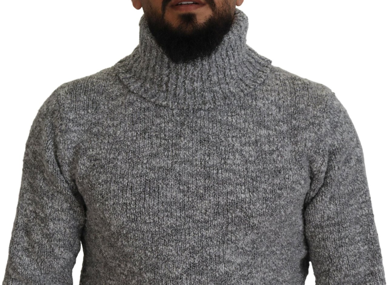 Dolce & Gabbana Gray Wool Knit Turtleneck Pullover Sweater Grijs