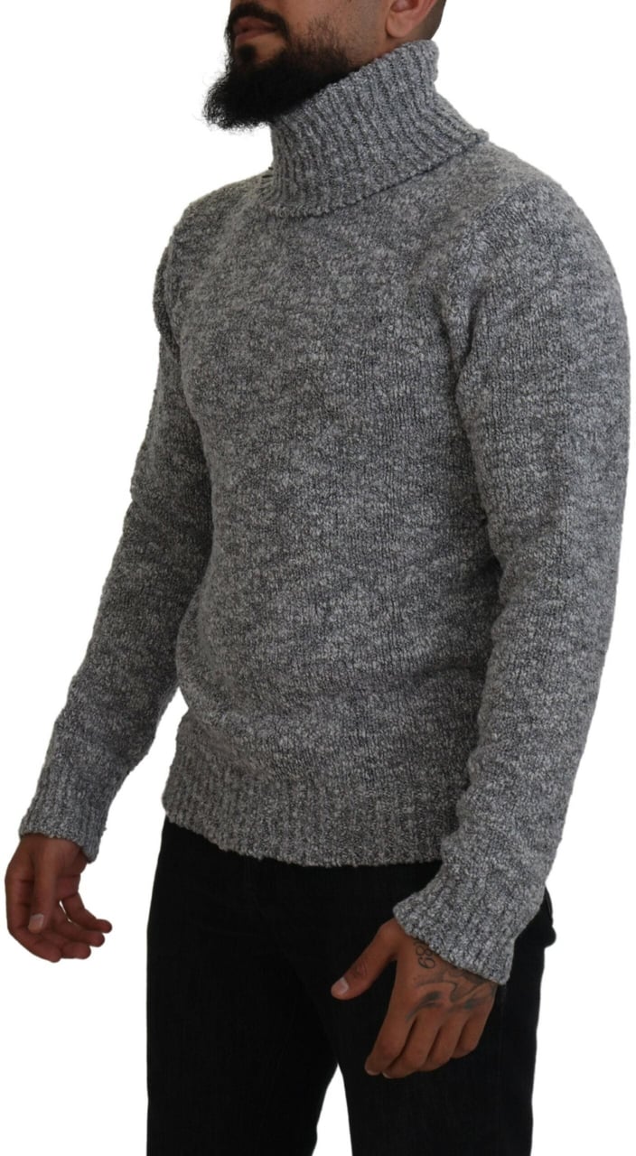 Dolce & Gabbana Gray Wool Knit Turtleneck Pullover Sweater Grijs