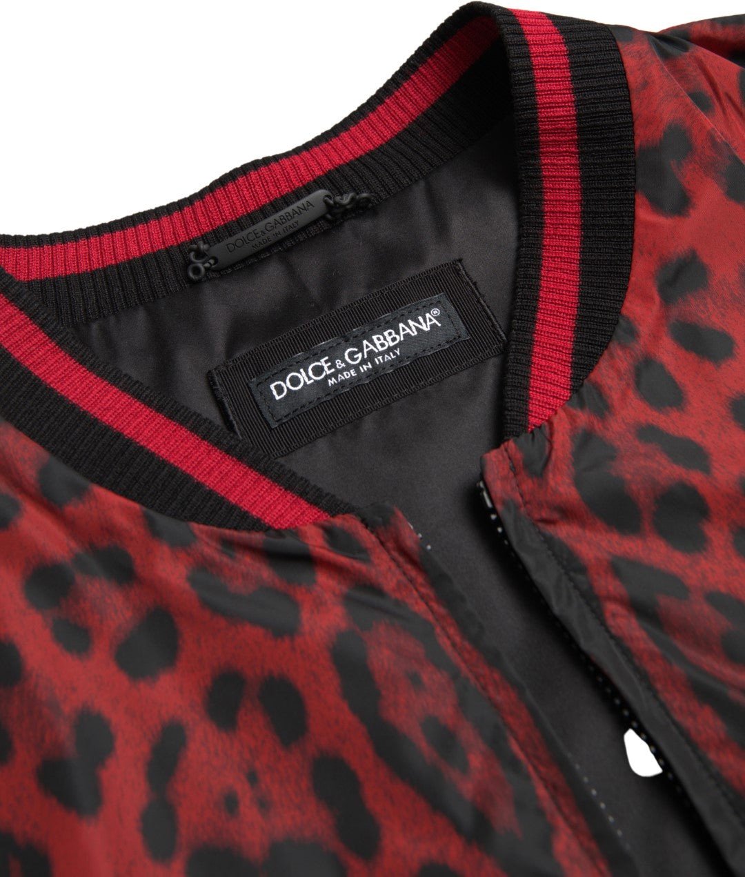 Dolce & Gabbana Red Leopard Bomber Short Coat Jacket Rood