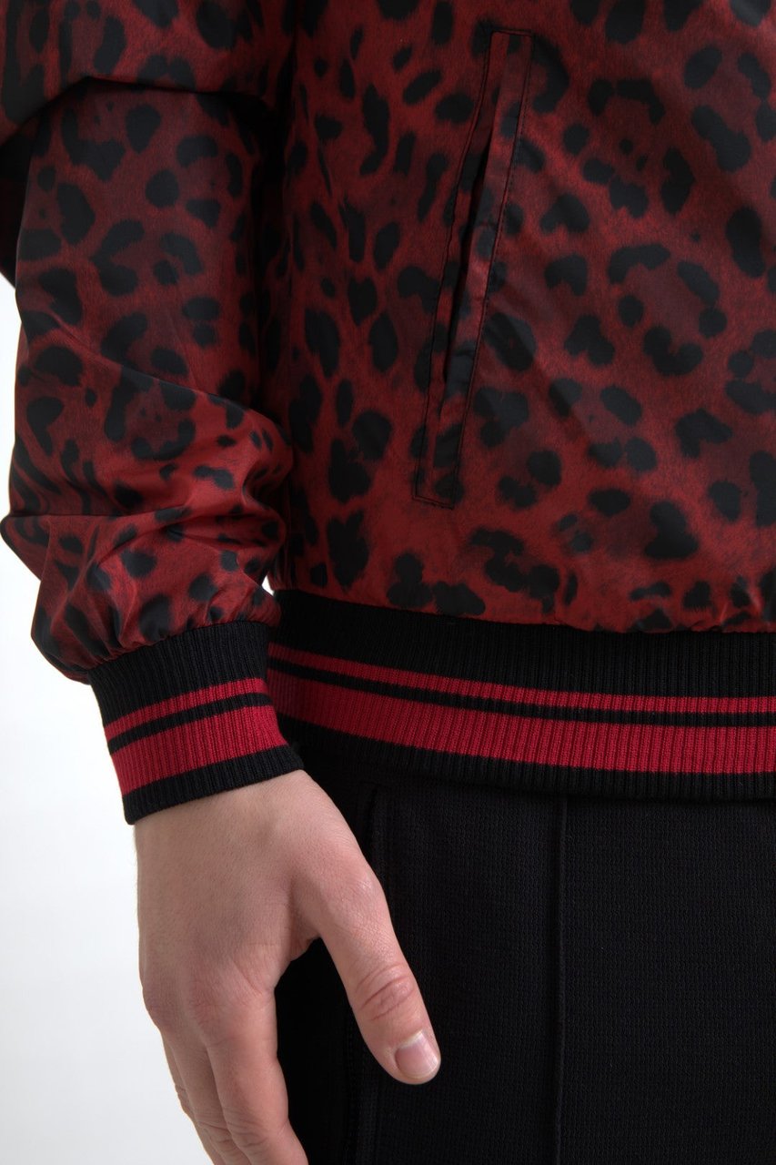 Dolce & Gabbana Red Leopard Bomber Short Coat Jacket Rood
