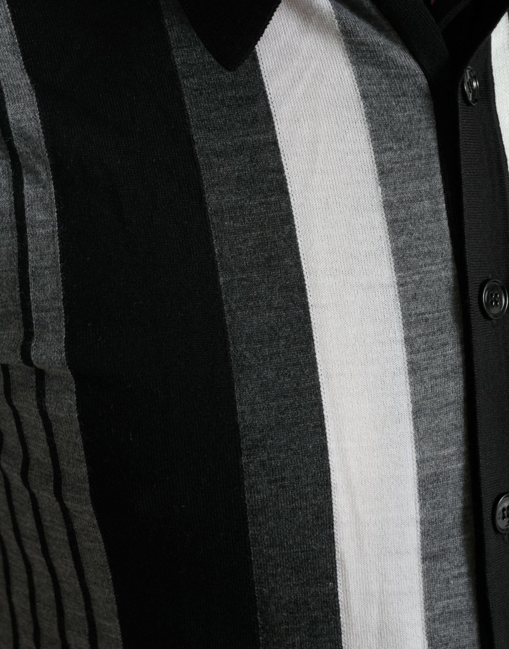 Dolce & Gabbana Black White Jumper Cardigan Polo Sweater Zwart