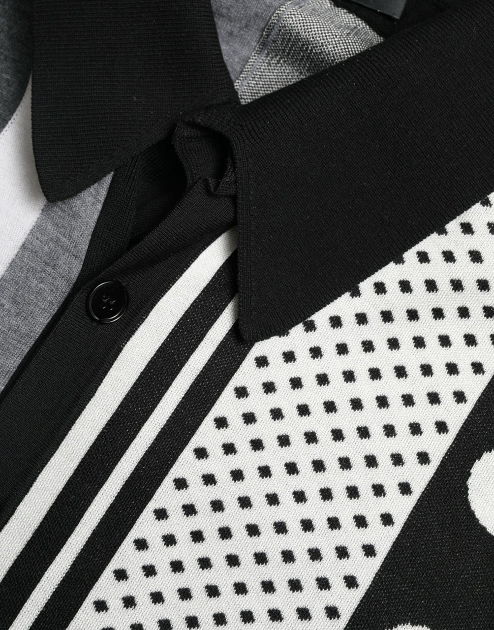 Dolce & Gabbana Black White Jumper Cardigan Polo Sweater Zwart