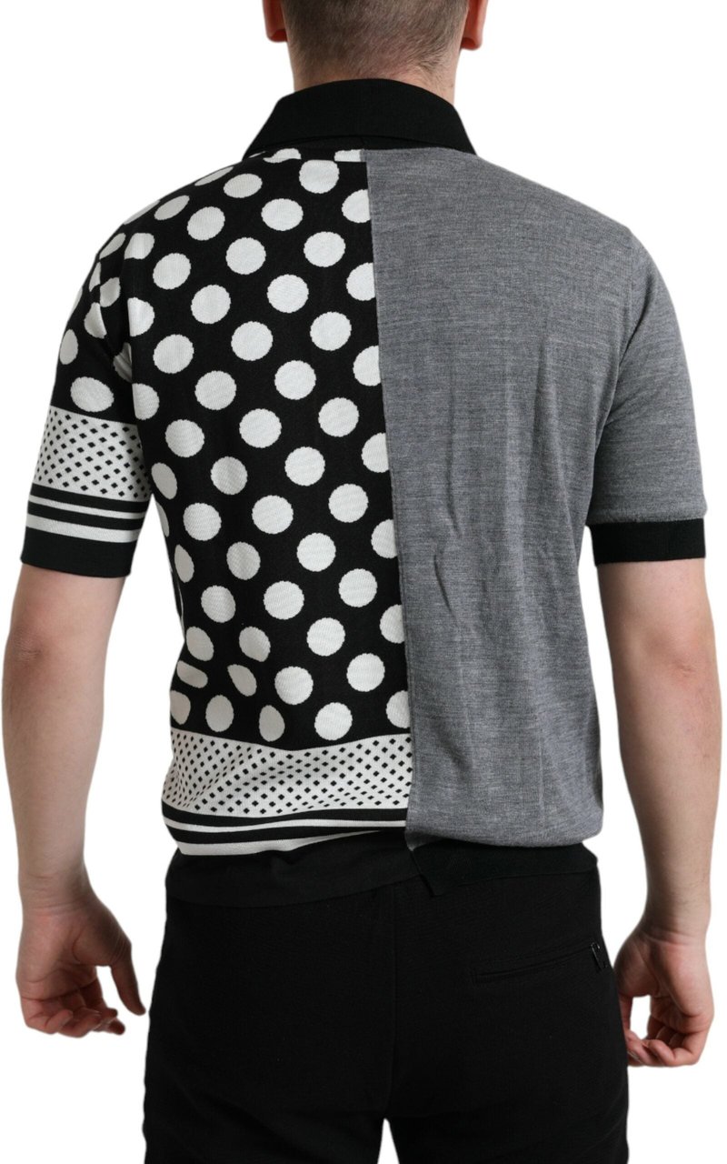 Dolce & Gabbana Black White Jumper Cardigan Polo Sweater Zwart